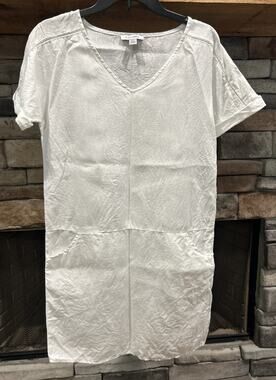 Women’s PURE NAVY White Linen Short Sleeve Shift Dress Size XS *A6